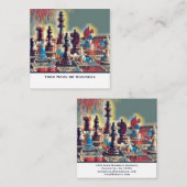 Carte De Visite Carré Abstrait Styled Chess Pieces Coach Club (Devant / Derrière)