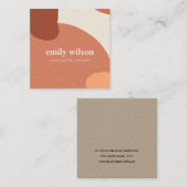 CARTE DE VISITE CARRÉ ABSTRAIT TERRACOTTA RED ORANGE KRAFT SCANDI (Devant / Derrière)