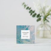 Carte De Visite Carré Abstrait Turquoise Blue & Gold Alcohol Enk Liquid (Debout devant)