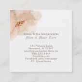 Carte De Visite Carré ~* Abstraite Pêche douce Beige Floral Aquarelle (Dos)