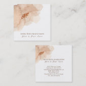 Carte De Visite Carré ~* Abstraite Pêche douce Beige Floral Aquarelle (Devant / Derrière)