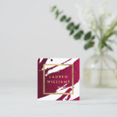 Carte De Visite Carré Abstraite rubis rouge brosse (Debout devant)