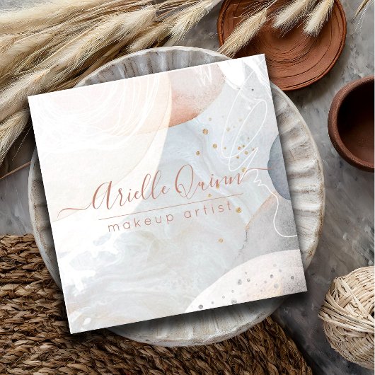 Carte De Visite Carré Abstraite Terre Aquarelle Formes Textures