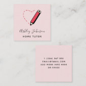 Carte De Visite Carré Accueil Tuteur Enseignant Éducateur Cute Pencil Bé (Devant / Derrière)
