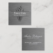 Carte De Visite Carré Acier Boutique | Luxe moderne (Devant / Derrière)