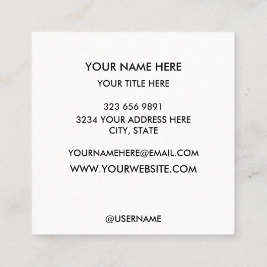 Carte De Visite Carré Add your custom logo circle white (Dos)