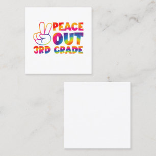 Carte De Visite Carré Adieu troisième année Tie Dye Dernier jour 3e anné