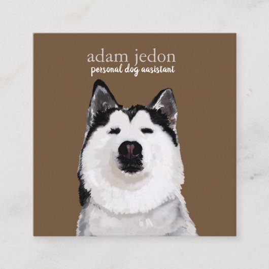 Carte de visite Carré adjoint de chien Husky (Devant)