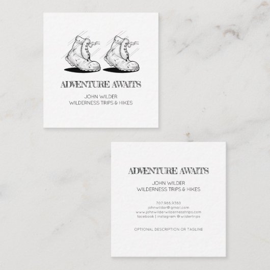 Carte De Visite Carré Adventure Attend Guide Extérieur Voyages (Devant / Derrière)