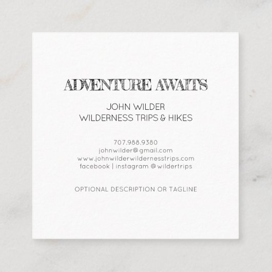 Carte De Visite Carré Adventure Attend Guide Extérieur Voyages (Dos)