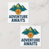 Carte De Visite Carré Adventure Await - Décale automobile Mountain & Com (Devant / Derrière)