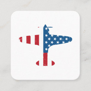 Carte De Visite Carré Aéronef avion USA Drapeau Vétérinaire Cadeau de pi