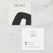 CARTE DE VISITE CARRÉ AFFICHAGE ABSTRAIT CÉRAMIQUE NOIR BLANC ÉQUIPÉ (Devant / Derrière)