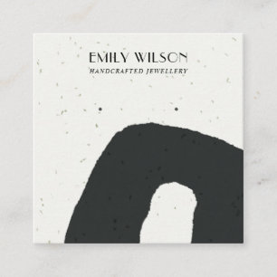 CARTE DE VISITE CARRÉ AFFICHAGE ABSTRAIT CÉRAMIQUE NOIR BLANC ÉQUIPÉ