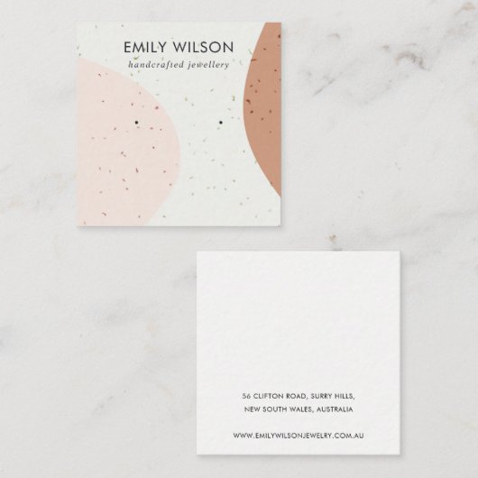 CARTE DE VISITE CARRÉ AFFICHAGE D'APPROVISIONNEMENT EN POUSSIÈRE CÉRAMIQ (Devant / Derrière)