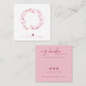 CARTE DE VISITE CARRÉ AFFICHAGE DE BRACELET DE COEUR ROSE BLANC (Devant / Derrière)