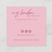 CARTE DE VISITE CARRÉ AFFICHAGE DE BRACELET DE COEUR ROSE BLANC (Dos)