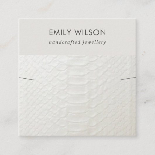 CARTE DE VISITE CARRÉ AFFICHAGE DE BRACELET DE COULEUR EN CUIR BLANC (Devant)