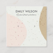 CARTE DE VISITE CARRÉ AFFICHAGE DE RECHERCHE D'OCRE BLANC ABSTRAIT CERAM (Devant)