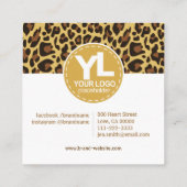 Carte De Visite Carré Affichage de vos Empreintes de léopard Logo Classi (Dos)