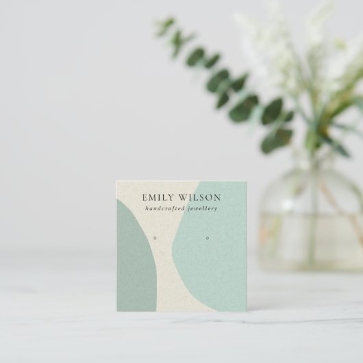 CARTE DE VISITE CARRÉ AFFICHAGE D'OBSERVATION D'ART BLEU AQUA ABSTRAIT M (Debout devant)