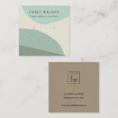 CARTE DE VISITE CARRÉ AFFICHAGE D'OBSERVATION D'ART BLEU AQUA ABSTRAIT M (Devant / Derrière)