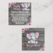 Carte De Visite Carré Afficher l'éléphant rose douche à fleurs rustiques (Devant / Derrière)