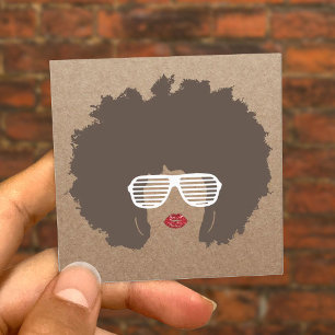 Carte De Visite Carré Afro Coiffure Beauté fille Fashion Styliste Rustiq