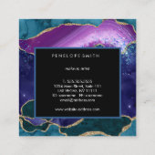 Carte De Visite Carré Agate bleu et violet Abstrait (Dos)