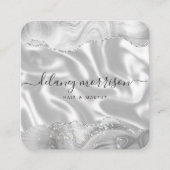 Carte De Visite Carré Agate Grey Parties scintillant Argent Luxe Coins A (Devant)
