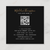 Carte De Visite Carré Agate moderne Black Gold Photo QR Code Monogramme (Dos)