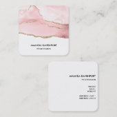 Carte De Visite Carré Agate rose vierge avec ruban or Élégant (Devant / Derrière)