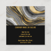 Carte De Visite Carré Agate tendance Marbre noir et or (Dos)