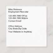 Carte De Visite Carré Agence de l'emploi Emploi Poste (Dos)