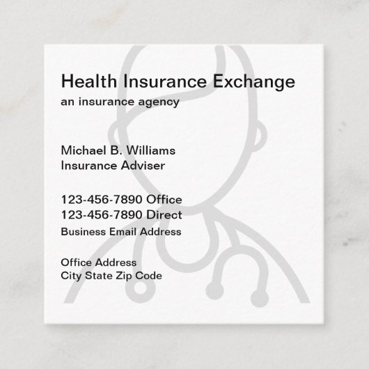 Carte De Visite Carré Agent d'assurance unique (Devant)