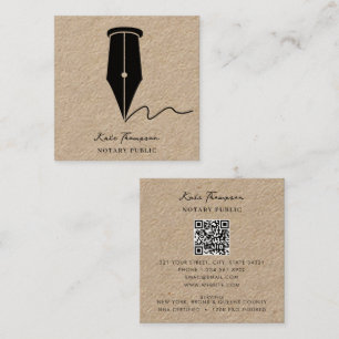 Carte De Visite Carré Agent de signature de notaire Calligraphie Kraft R