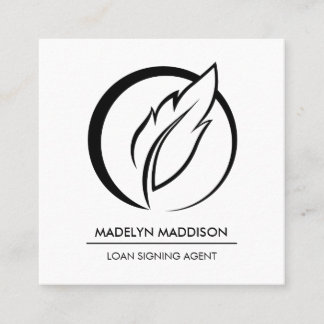 Carte De Visite Carré Agent de signature de prêt notaire moderne noir et