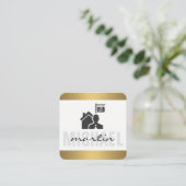 Carte De Visite Carré Agent Immobilier Exécutif Gold Triage (Debout devant)