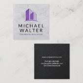 Carte De Visite Carré Agent immobilier | Marbre | Gestionnaire de propri (Devant / Derrière)