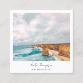 Carte De Visite Carré Agent immobilier moderne Plage Ocean Photo Script (Devant)