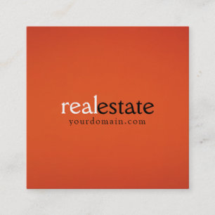Carte De Visite Carré Agent immobilier Orange Minimaliste Moderne Simple
