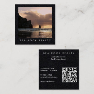 Carte De Visite Carré Agent immobilier unique Rocks Beach Photo QR Code