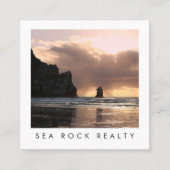 Carte De Visite Carré Agent immobilier unique Rocks Beach Photo QR Code (Devant)