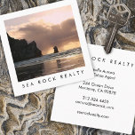 Carte De Visite Carré Agent immobilier unique Rocks Ocean Beach Photo<br><div class="desc">Cette carte a un design arrière - plan photo. Parfait carte de visite pour ceux qui veulent juste l'essentiel. Modifiez le texte, la police et les couleurs de ce carte de visite personnalisable. Photographie par moi, gardez-la ou changez-la pour votre propre photo. Consultez ma boutique pour plus de designs cartes...</div>