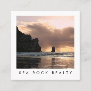 Carte De Visite Carré Agent immobilier unique Rocks Ocean Beach Photo