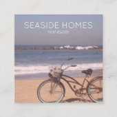 Carte De Visite Carré Agent immobilier unique Surf de plage Vélo photo (Devant)