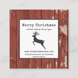 Carte De Visite Carré Agritourisme en bois de Chippy Joyeux Noël