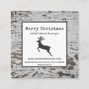 Carte De Visite Carré Agritourisme en bois de Chippy Joyeux Noël