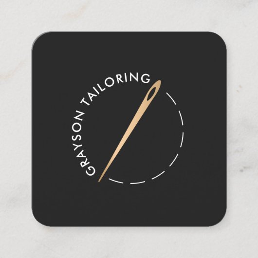 Carte De Visite Carré Aiguille à coudre et fil d'or (Devant)