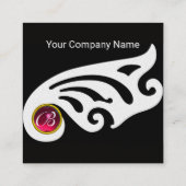 Carte De Visite Carré AILES ÉLÉGANTES RUBY GEM MONOGRAM Black White Pear (Dos)